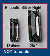 RG Baguette Sew On Silver Night